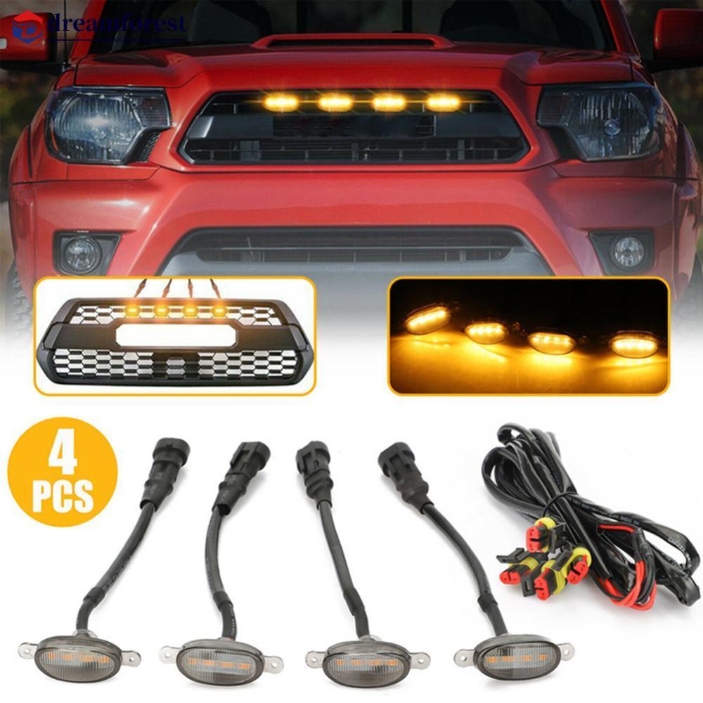DREAMFOREST 4 Pçs/Set LED Grade Luz Carro 4LED Dianteira Iluminação Eagle Eye Lamp Para Veículos Off Road Tronco SUV Toy