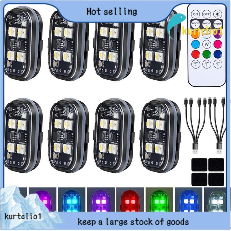 Luzes Estroboscópicas LED Atualizadas 4LEDs 8PCS Sem Fio Com Controle Remoto , Luz De Advertência Anticolisão De 8 Cores