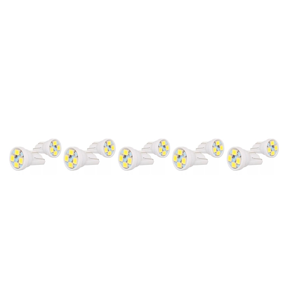 10x Lâmpada Automotiva T10 Cabeça Reta 4led 12v Super Branca
