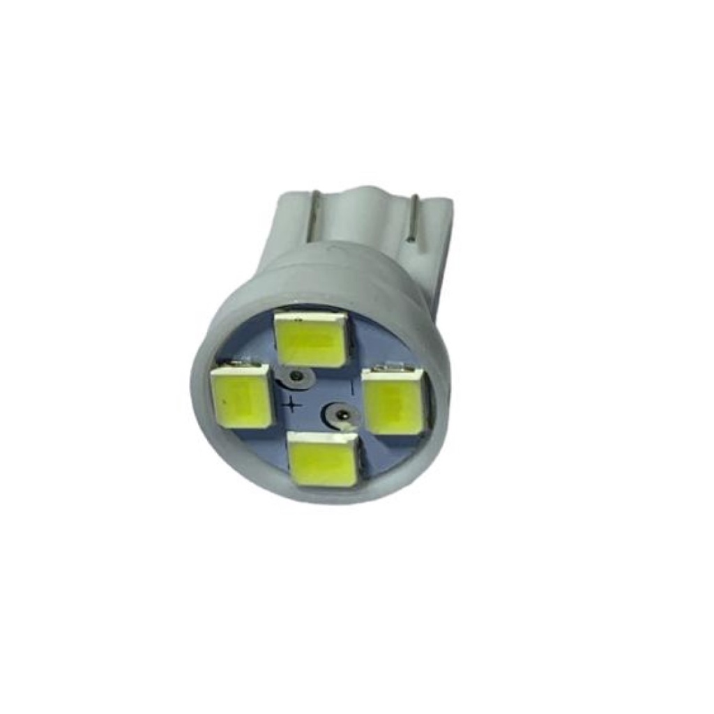 Lâmpada Automotiva T10 Cabeça Reta 4led 12v Super Branca