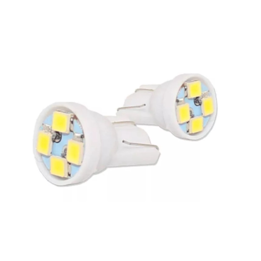 2x Lâmpada Automotiva T10 Cabeça Reta 4led 12v Super Branca