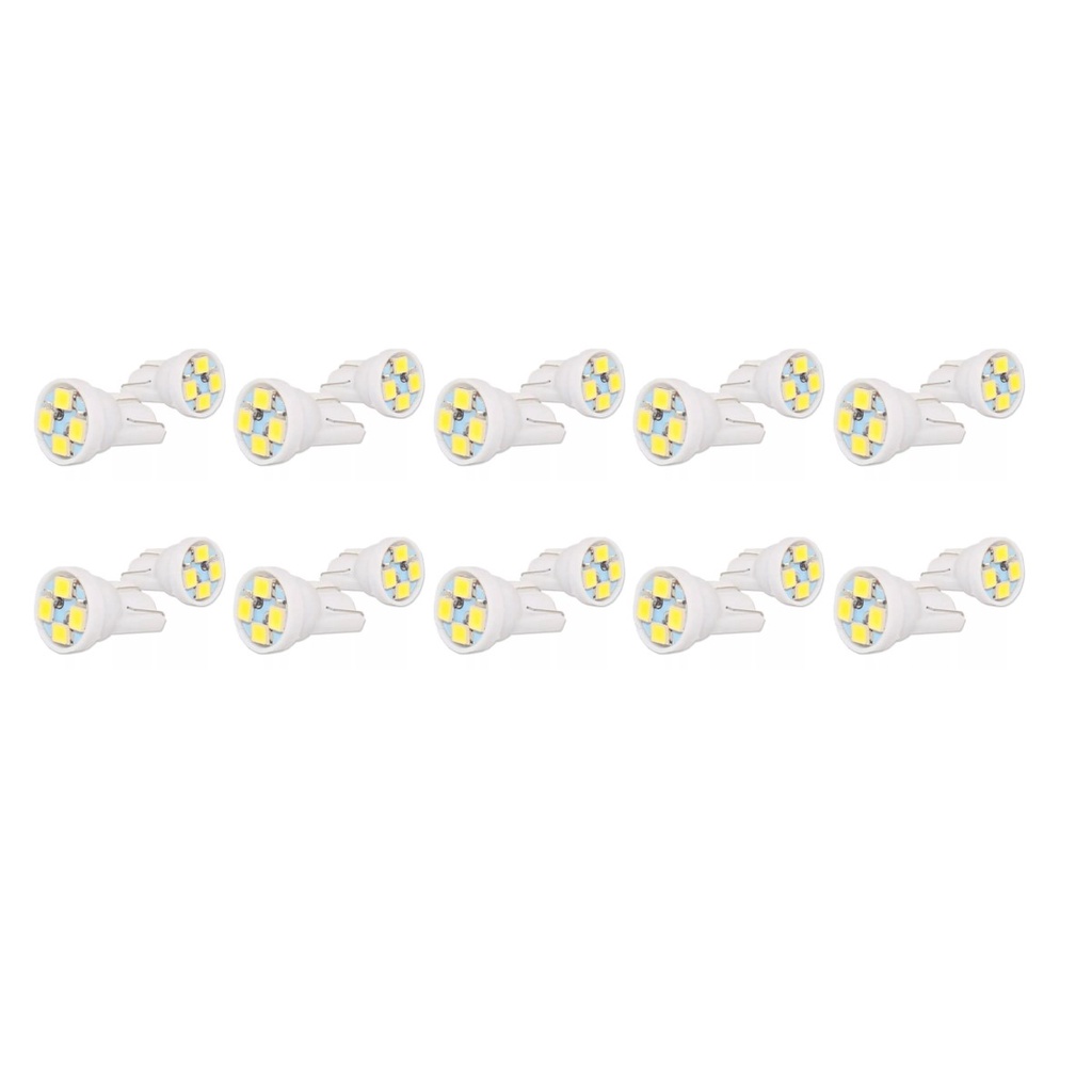 20x Lâmpada Automotiva T10 Cabeça Reta 4led 12v Super Branca
