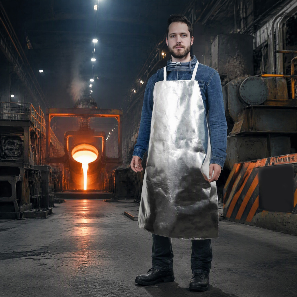 Heat Resistant Aluminum Foil Apron – Reflective Safety Protective Gear for Metal Casting Welding and High-temperature