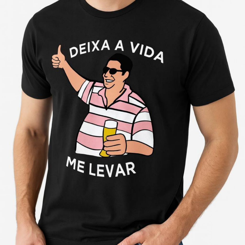Camiseta Masculino Zeca Pagodinho Deixa a Vida Me Levar Moda
