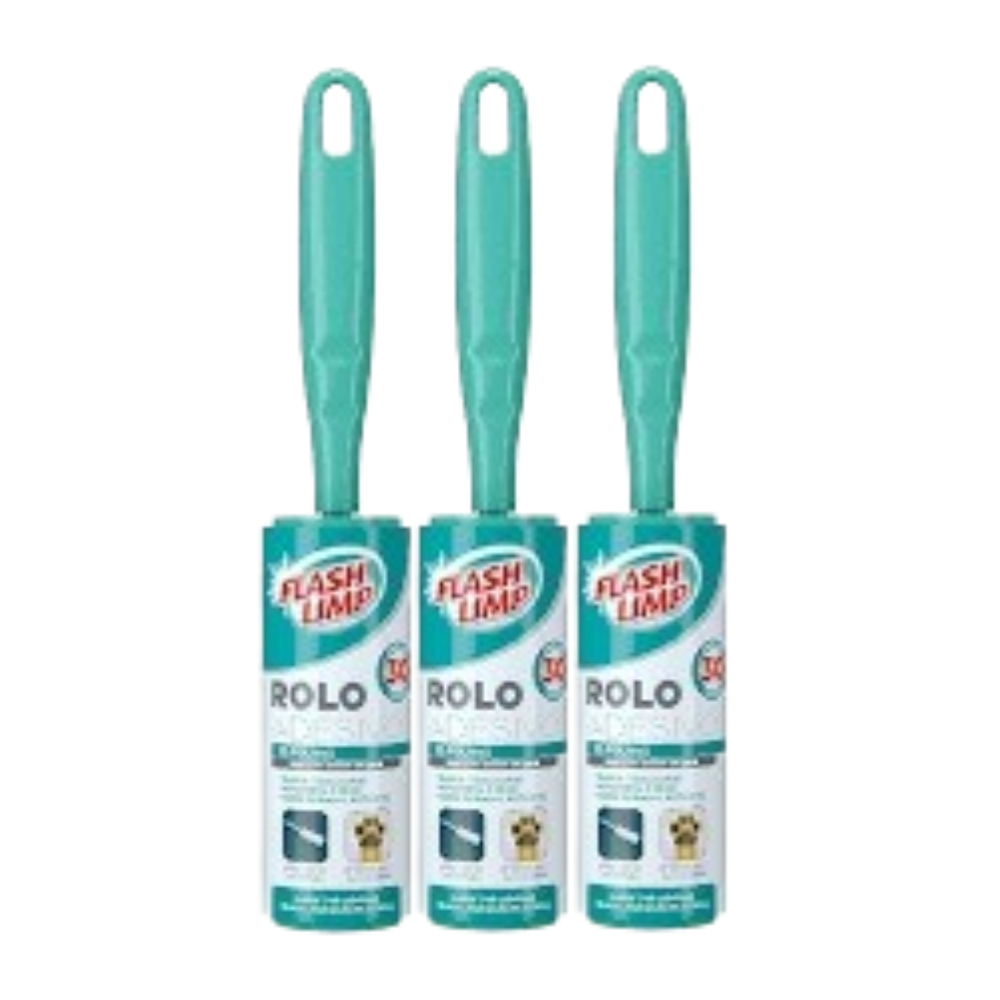 3 Mini Rolo Adesivo 30 Folhas Flash Limp Levar Bolsa Carro Discreto Limpa Roupa Sofá Toalha Colchão
