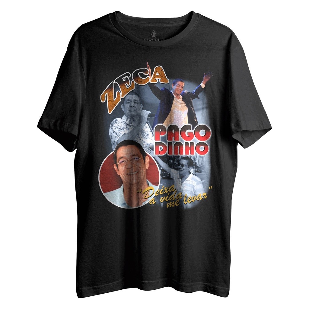 unissex Camiseta Algodão Unissex Tshirt Zeca Pagodinho Deixa a vida me levar