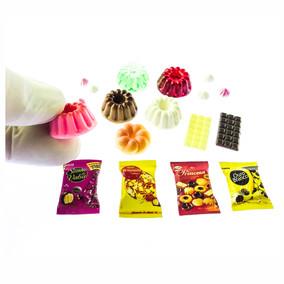 Kit Miniatura coleção alimento doces KitM10 18 Peças - Produto simulação Não contém alimento