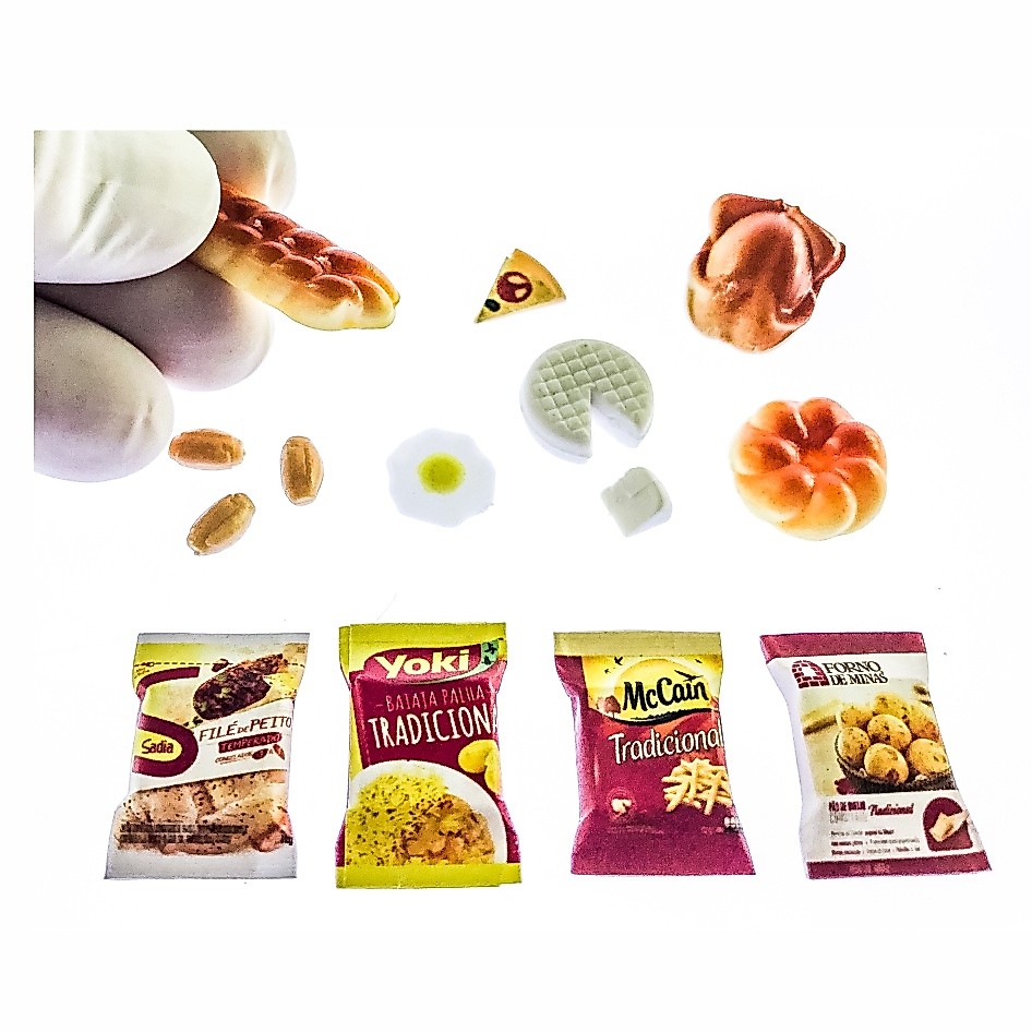 Kit Miniatura coleção comidas alimento KitM08 14 Peças - Produto simulação Não contém alimento