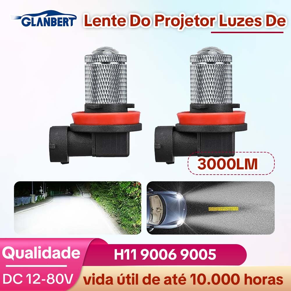 ‌ 2 Pçs Lente Do Projetor Luzes De Nevoeiro 3000K 6000K Kit Branco Amarelo H11 9006 9005 Ajuste Universal Lâmpadas LED D