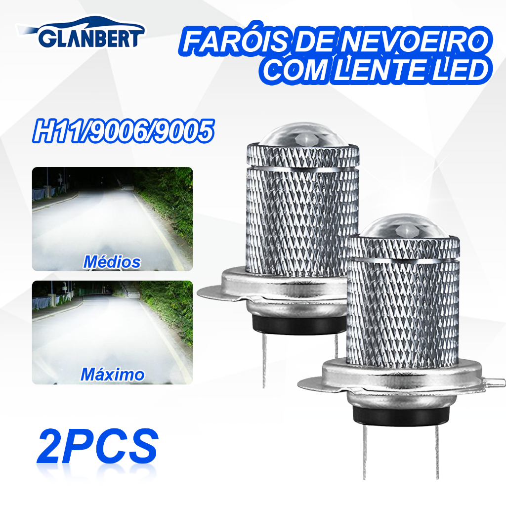 ‌ 2 Pçs Lente Do Projetor Luzes De Nevoeiro 3000K 6000K Kit Branco Amarelo H11 9006 9005 Ajuste Universal Lâmpadas LED D