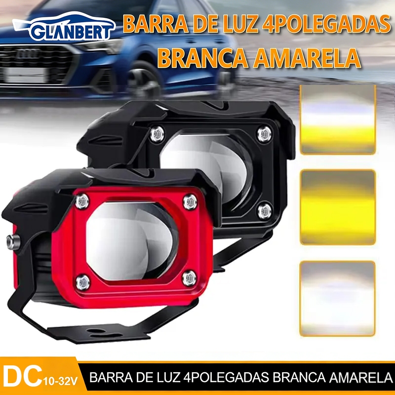 Luz De Nevoeiro Universal Para Motocicleta LED 60W 6000K Faróis De Cor Dupla À Prova D'água Luzes De Motores De Alto Bri