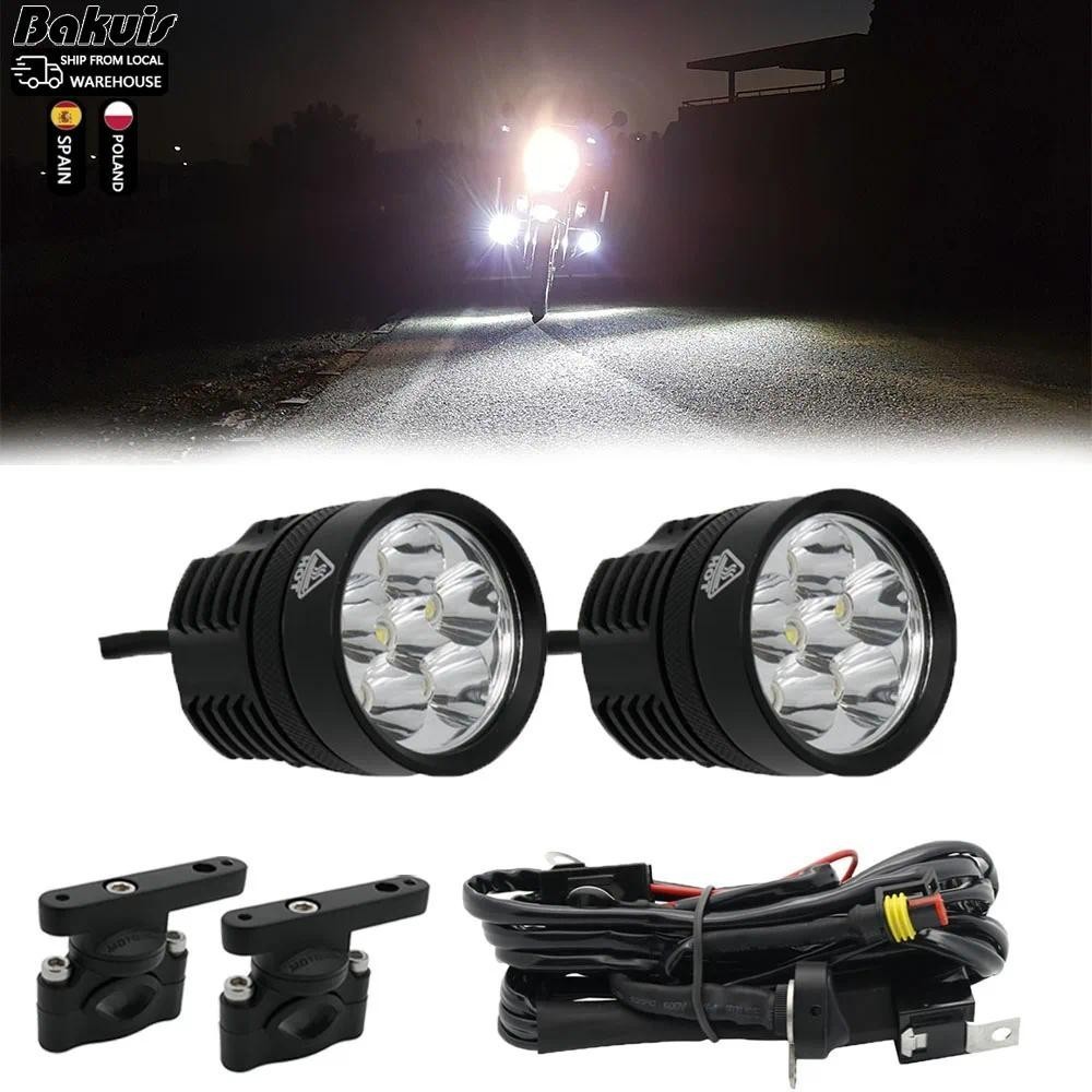 Motocicleta LED Luz Auxiliar 6000K Com Cablagem Condução Nevoeiro Lâmpada Para BMW R1200GS F800GS Universal Motos