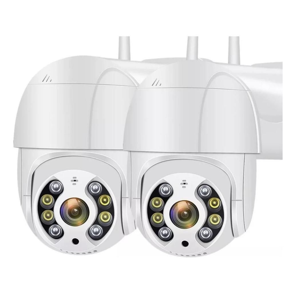 Kit 2 Câmera Ip Inteligente Wifi Rotativa A8 App Yoosee 360º Cor Branco