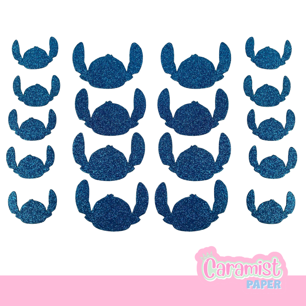 Aplique Stitch EVA com Glitter 6,5x4cm ou 4x3cm | Lembrancinhas e Personalizados