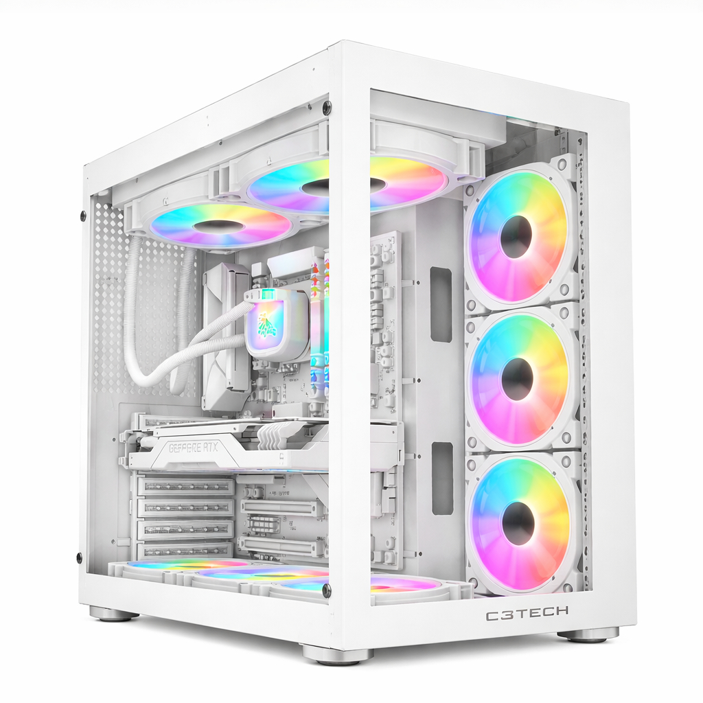 CPU GAMER - XEON 2673 v4 + RX 580 8GB  + 64GB RAM + WORKSTATION AQUARIOS BRANCO C3TECH ATX