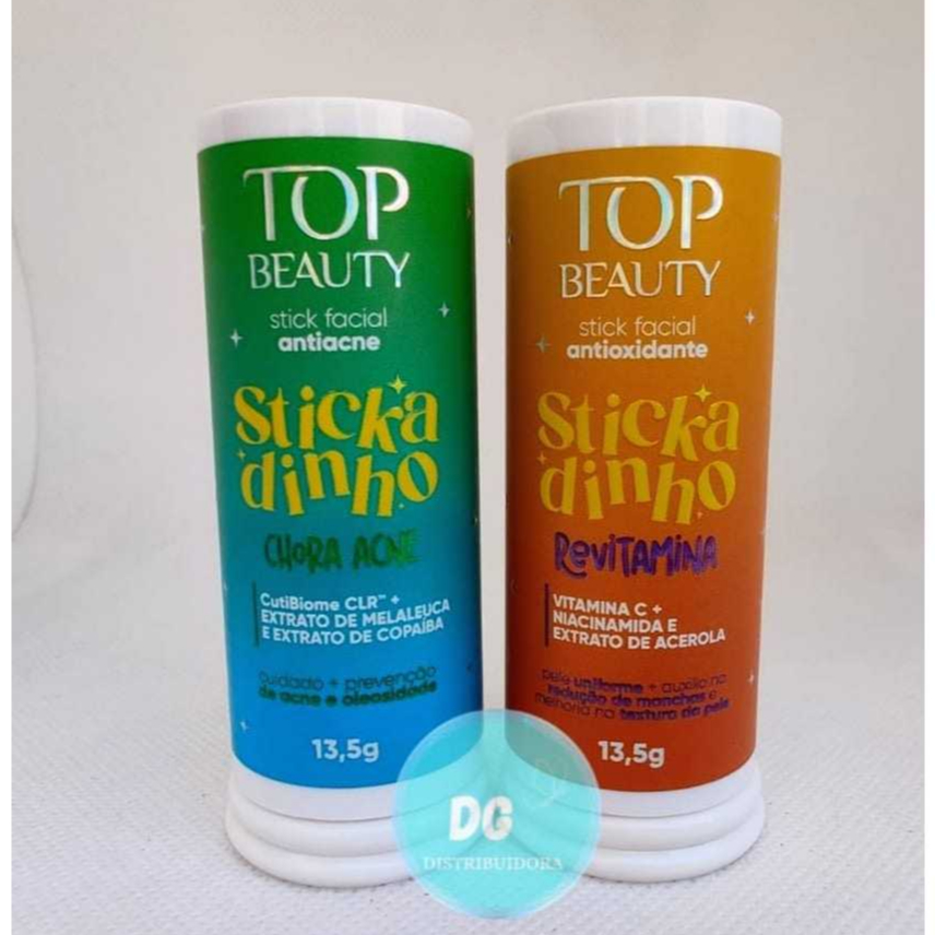 Kit com 2 Stickadinhos, Chora Acne, Revitamina  Stick Facial Top Beauty
