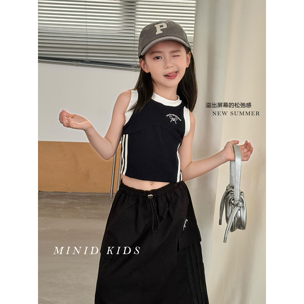 Mini Dan Roupas Infantis Meninas Colete Sem Mangas 2026 Verão Novo Estilo Médio Grande Crianças Estilo Coreano Respiráve