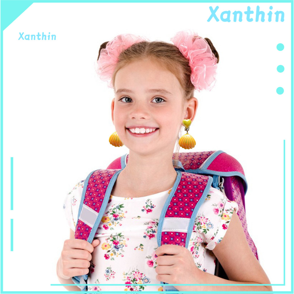 Shell Children Ear Clips Seashell Clip Simulation 1 Pair Cute Children's Shiny Princess Design Kids' Earrings Accessorie