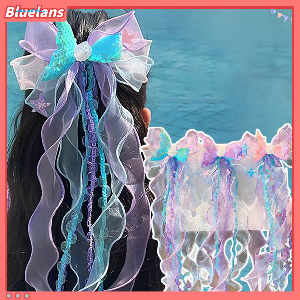 Unique Design Hat Headgear Girl Hair Pin Bowknot Starfish Shell Faux Pearls Chain Kids Clip Princess Headwear Cute Beach