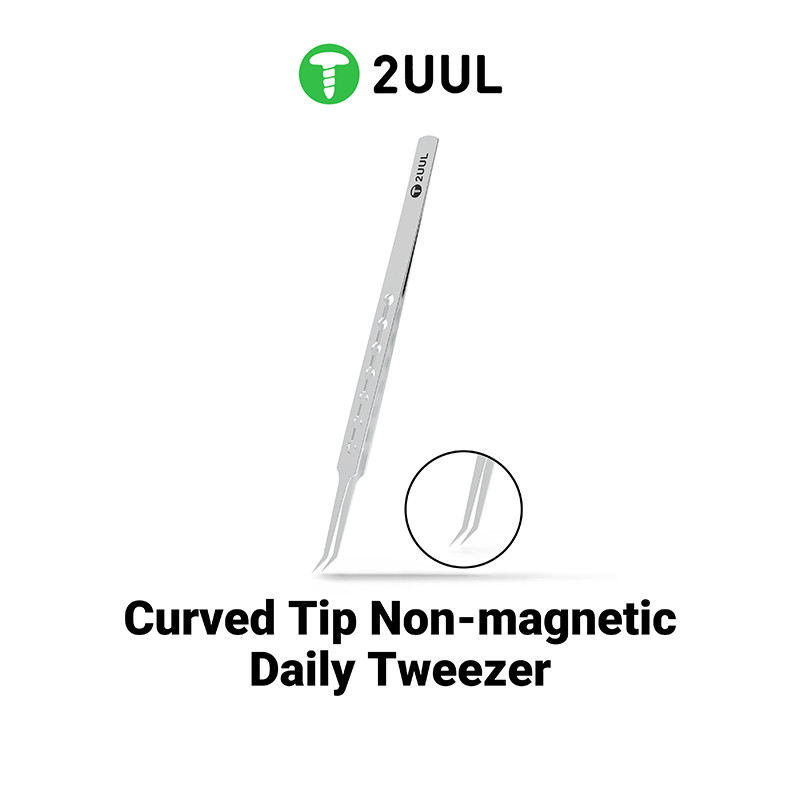 2UUL TW23 Ponta Curvada Não Magnética Pinça Diária De Alta Precisão Para Reparo De Telefone CPU Chip Fixação Ferramenta