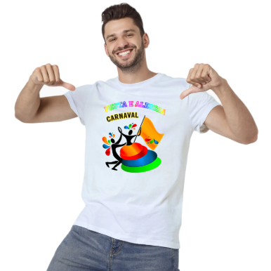 Camiseta Masculina Estampada Carnaval Festa E Alegria 100% Algodão
