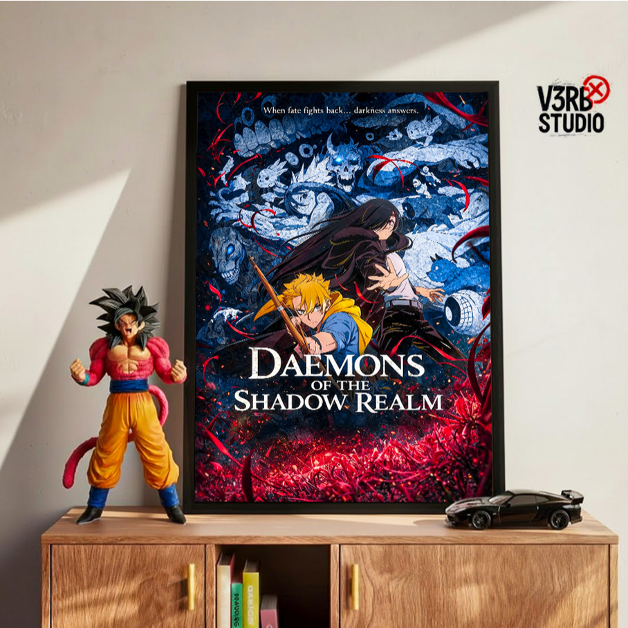 Quadro grande com moldura Daemons of the Shadow Realm poster Yomi no Tsugai anime Yuru decoração