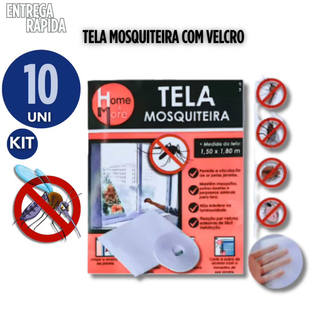 10 TELAS ANTI MOSQUITO PERNILONGO 1,50CM X 1,80 CM PTOTEÇAO PARA SUA JANELA COM VELCRO COLANTE