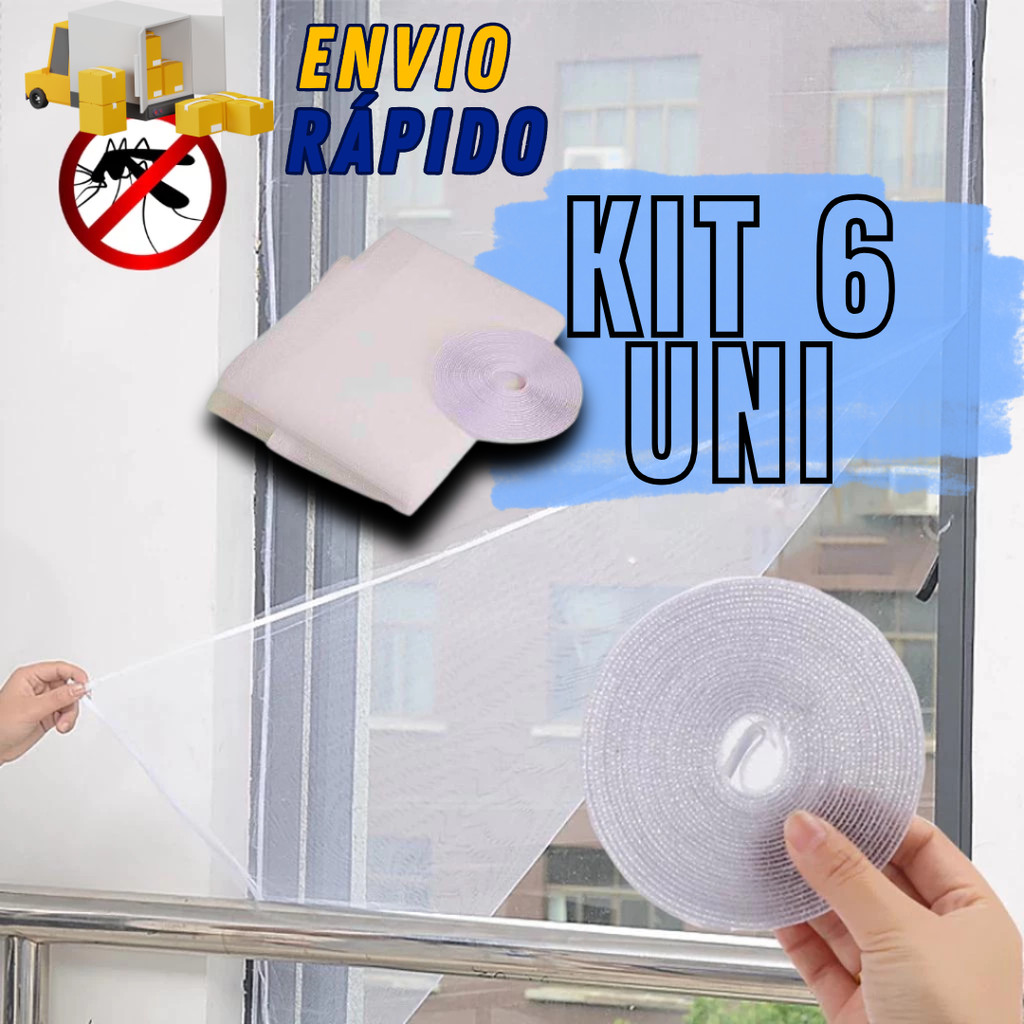 Kit 6 Telas Mosqueteiro Mosqueteira Para Janelas Com Velcro Anti Insetos Pernilongos Mosquitos