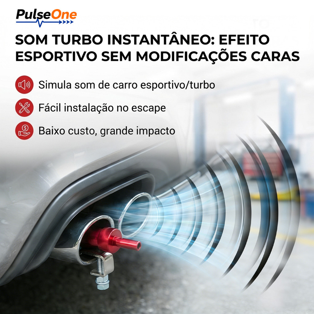 Simulador de Som Turbo para Carro - Escape Fácil Instalação Universal - Tem 10,7 cm de Comprimento E 29,5 mm de Largura.