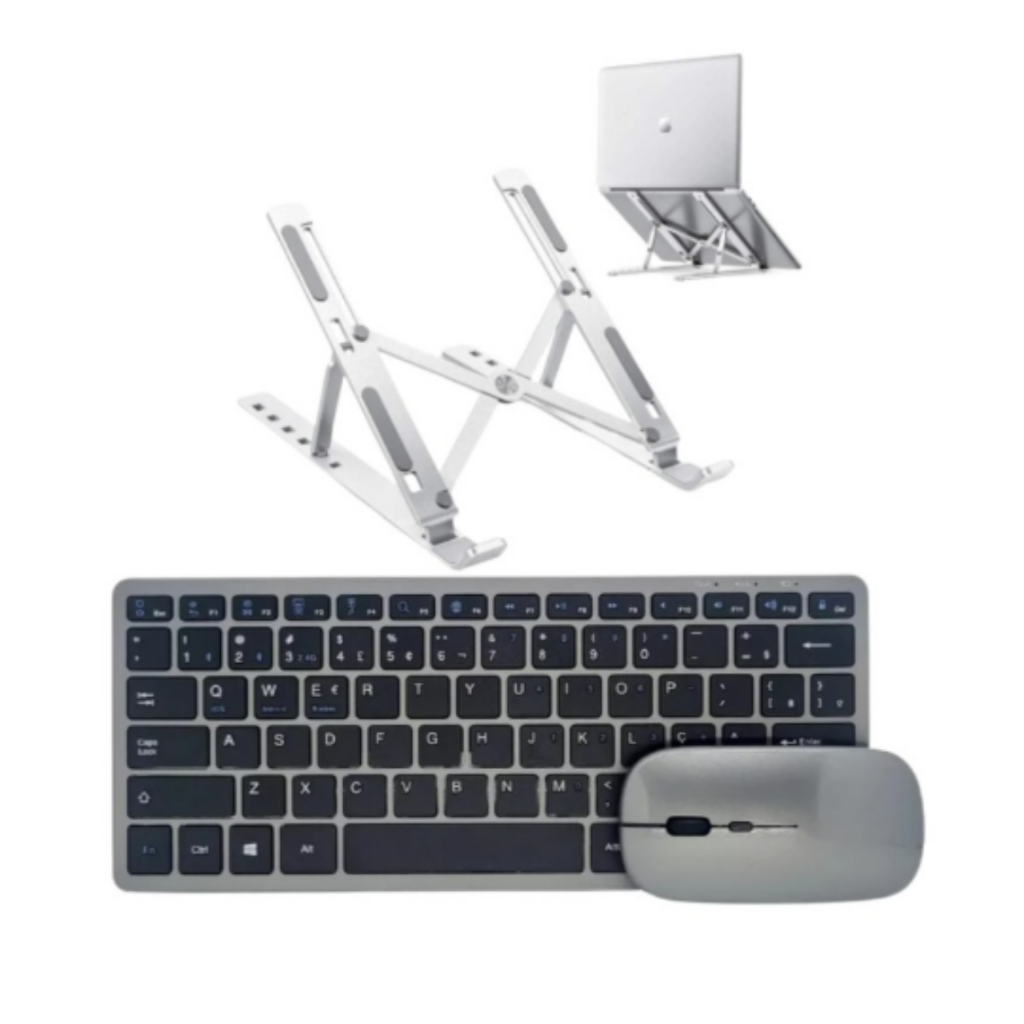 Suporte de Alumínio + Teclado e Mouse Recarregável Bluetooth/Wireless para Notebook Lenovo Thinkpad T480 Core i5