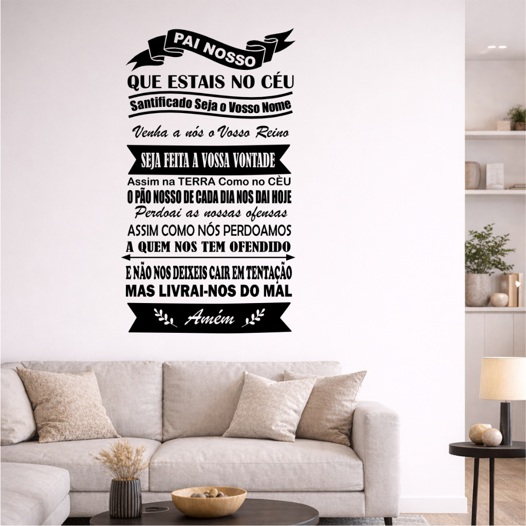 Adesivo Vinil Original Frase Pai Nosso Autocolante Decal Parede Porta Alta Durabilidade