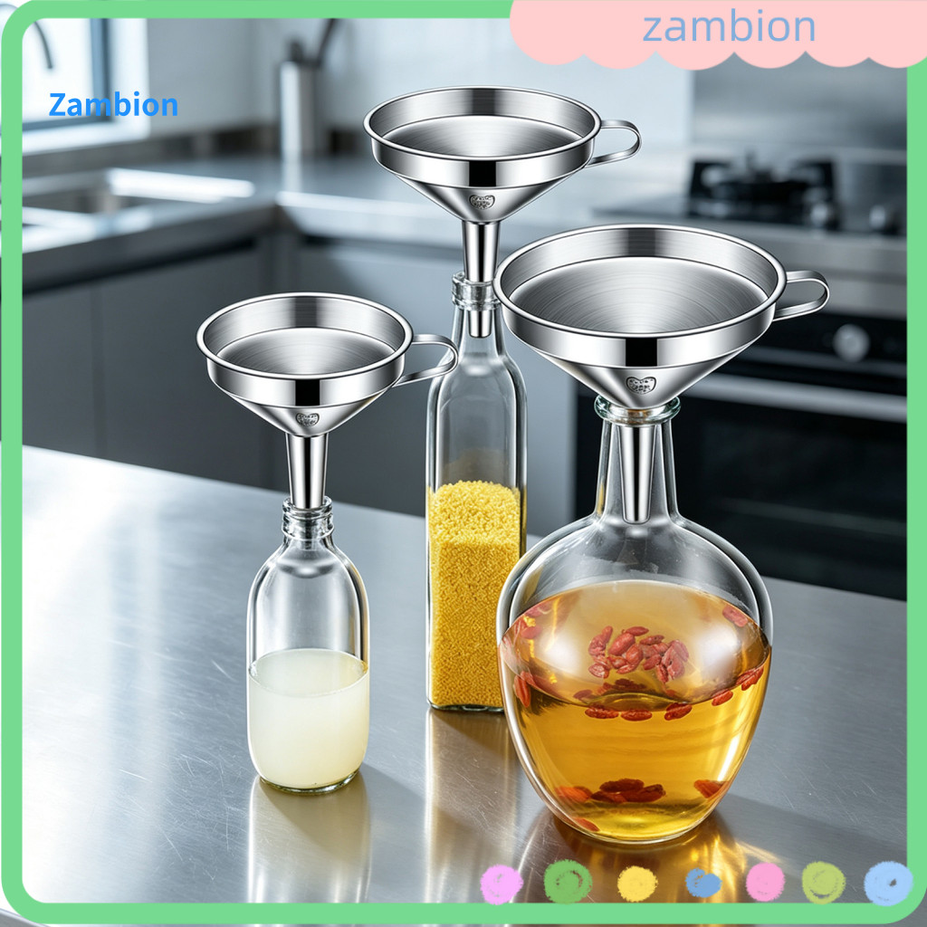 Oil Dispensing Funnel with Handle Food Grade Metal for Bottles Stainless Steel Detachable Strainer Anti-spill Liquid Tra