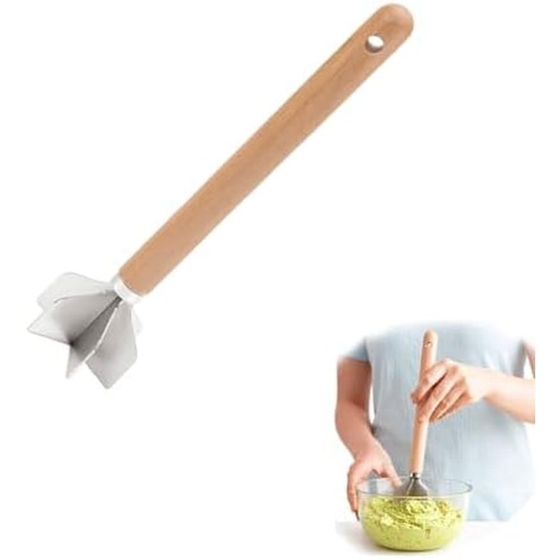 304 Stainless Steel Meat Chopper & Potato Masher, 6-Blade Ground Beef Smasher, Food-Grade Kitchen Tool for Vegetable