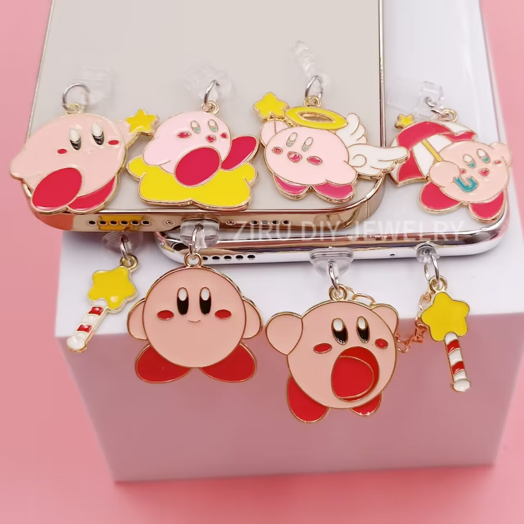 Amine Kirby Handphone Anti Dust Plug Cute Cartoon Alloy Pendant Phablet Gift À Prova De Poeira Para Crianças