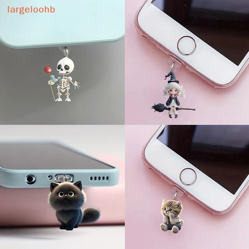[largeloohb] Plugue De Poeira Para Celular Pendan Cute Dog Shamrock Decoração Pingente Porta De Carregamento Tipo C Anti