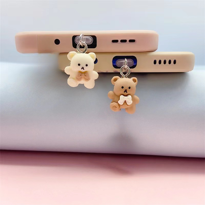 Plug Anti-pó para telefone celular Plug diy Cute Bear Furo para telefone celular Plug Anti-pó