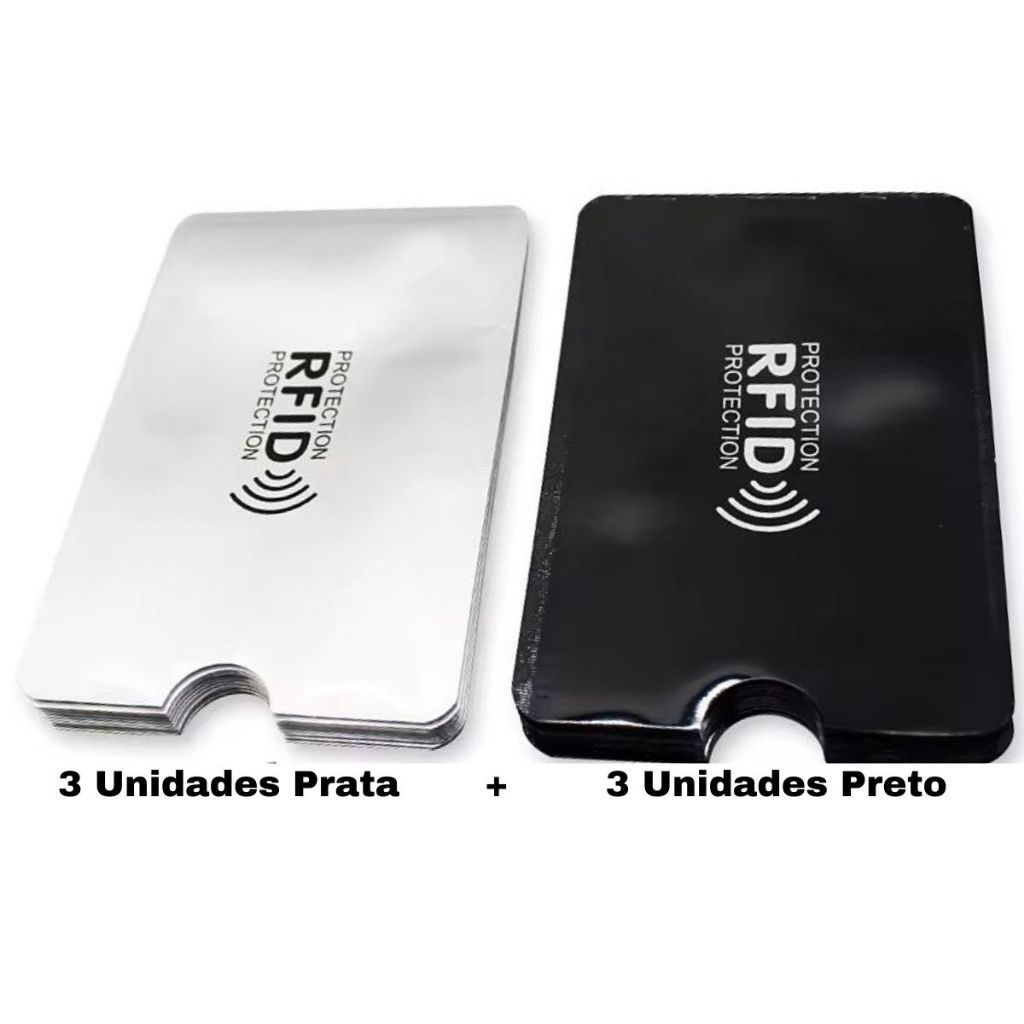 Kit 6 Porta Cartão Anti-furto Capa com Proteção Aproximação Contactless RFID
