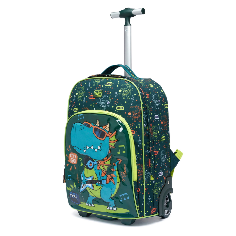 Kit Mochila Rodinha Dino Masculina Menino Juvenil Escolar Lancheira Térmica Estojo Organizador