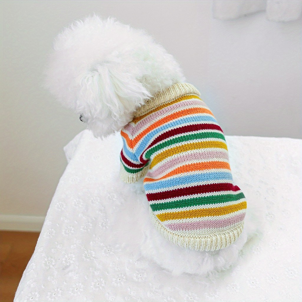 Suéter Rainbow Mood – Filhote De Cachorro De Estimação Roupas De Gato Teddy Bear Pomeranian Puppy Universal Outono E Inv