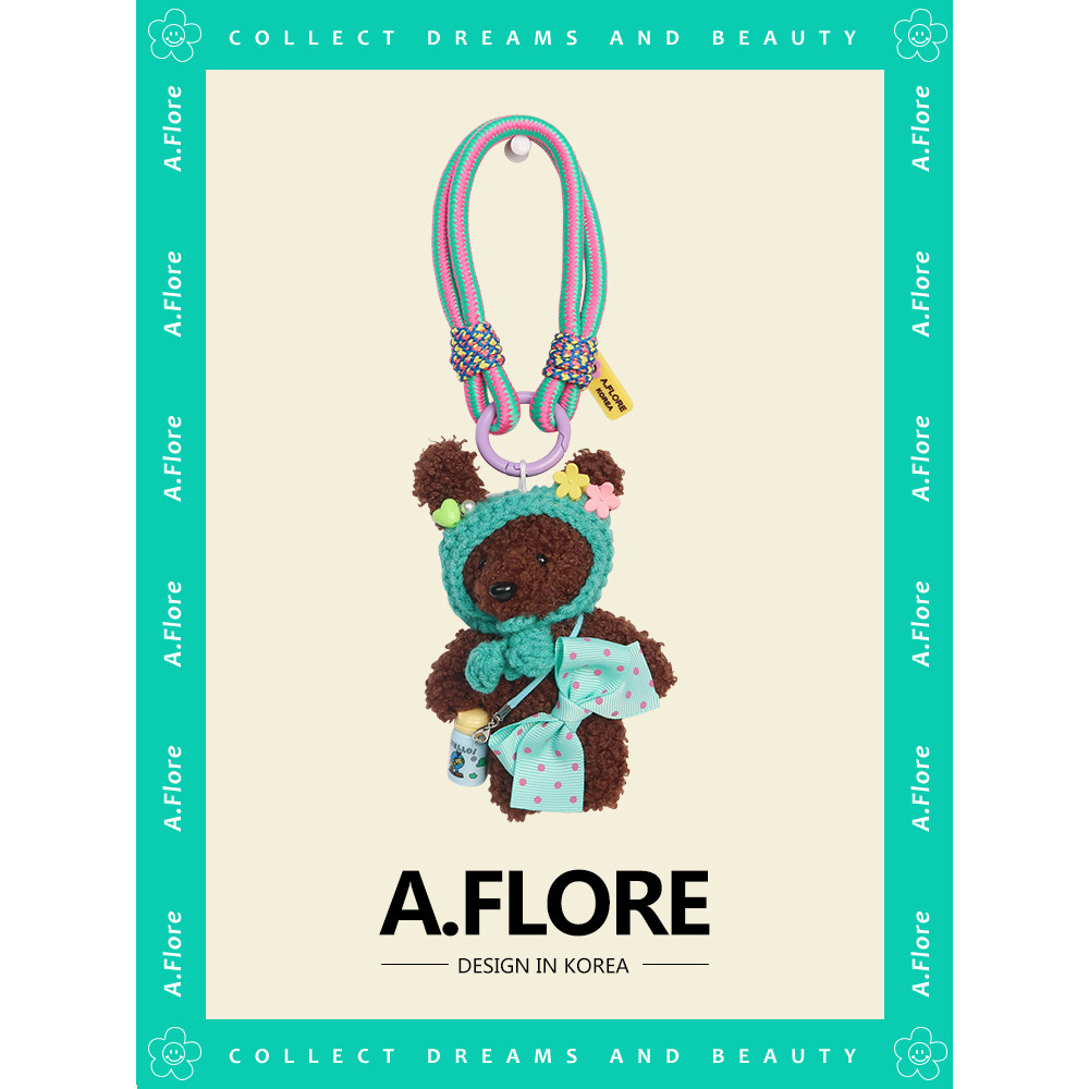 A.FLORE Bolsa Pingente High-End Original Feito à Mão Teddy Puppy School Bag Pingente Alça para Celular Presente Bonito