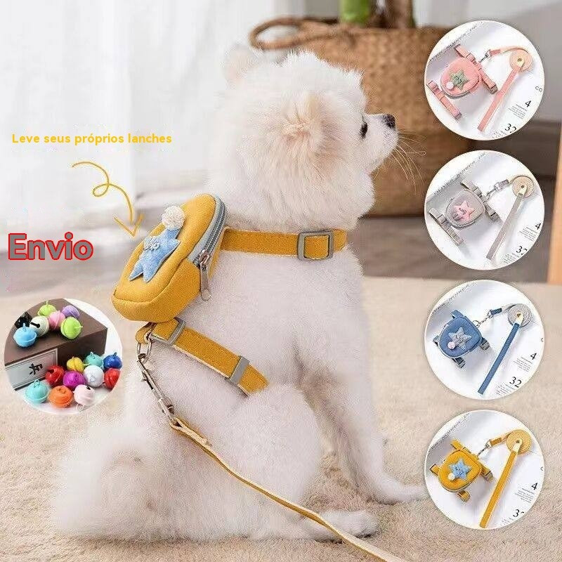 Small Dog Cat Change Backpack Teddy Bear Large Pomeranian Chest Strap Puppy Walking Dog Leash Chain
