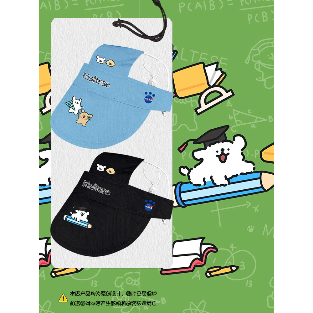 NASA Co-Branded Line Puppy Math Cartoon Pet Hat Cat Dog Cap Boné de beisebol Teddy Bichon