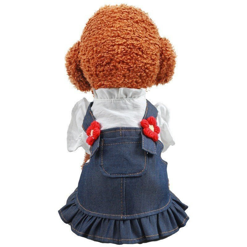 Roupa De Cachorro Pet Cat Puppy Polka Dot Impresso Em Flor Saia Suspender Pequeno Vestido Para Shih Tzu Teddy Aniversári