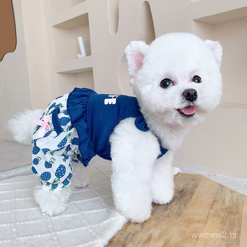 Pineapple Strap Four-Legged Clothes for Pets Teddy Pomeranian Yorkshire Bichon Small Dogs Cats Puppy Clothes Summer
