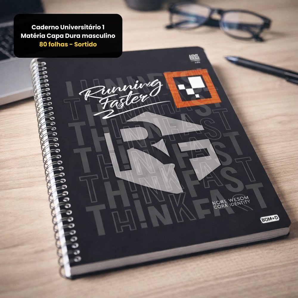 Caderno Universitário Masculino Running Faster 2 – 80 folhas