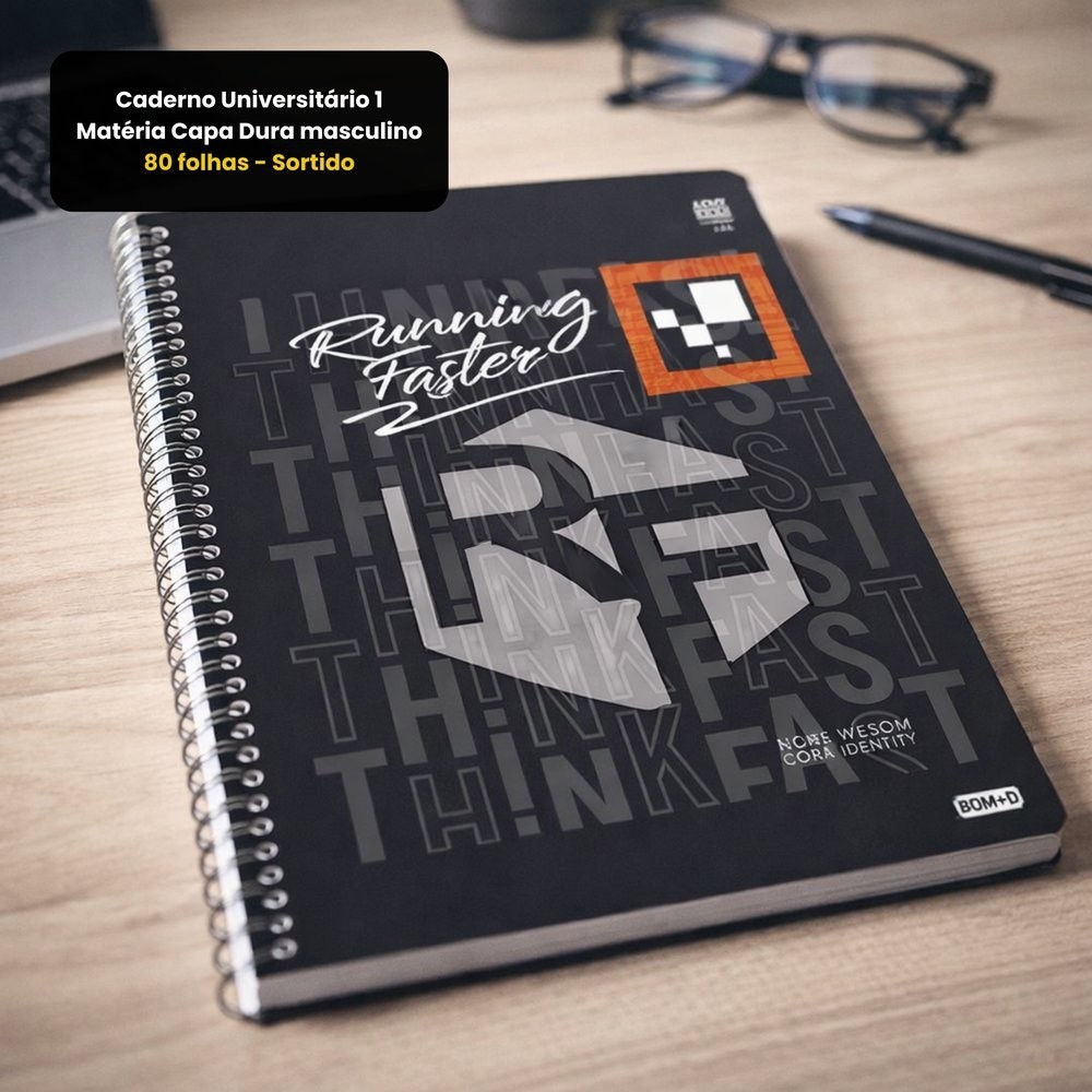 Caderno Universitário Masculino Running Faster 2 – 80 folhas
