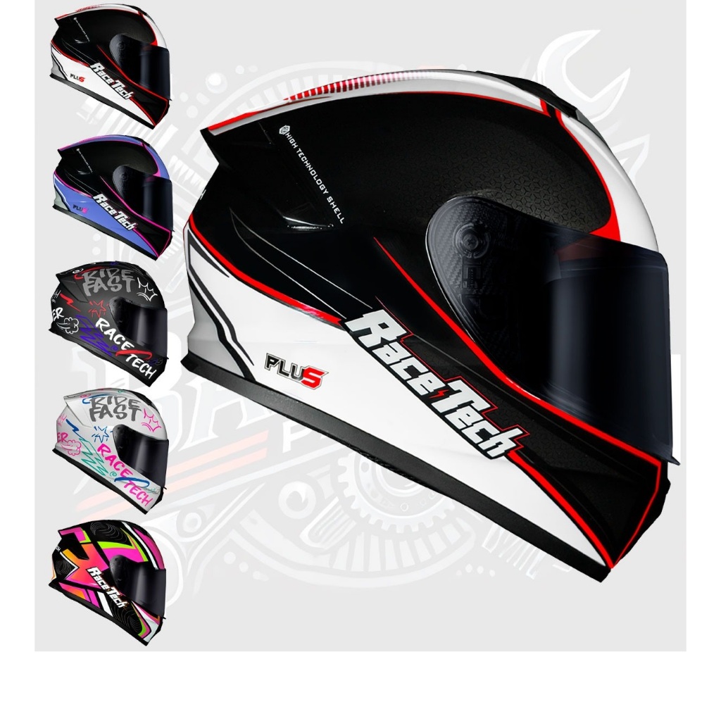 Capacete Fechado Moto Race Tech Hit Plus Faster Draw + Narigueira Masculino Feminino Original Novo