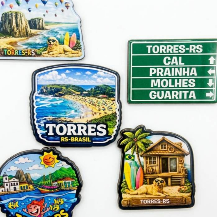 Imã de Geladeira Torres RS Lembrança de Viagem Praia da Guarita Balonismo Souvenir