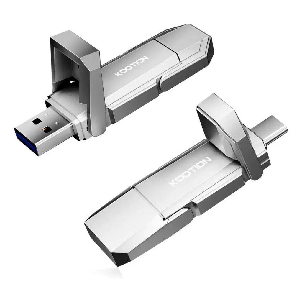 Pen Drive 128gb Dual Usb-c Android Mac iPhone 1000 Mb/s kootion Cinza
