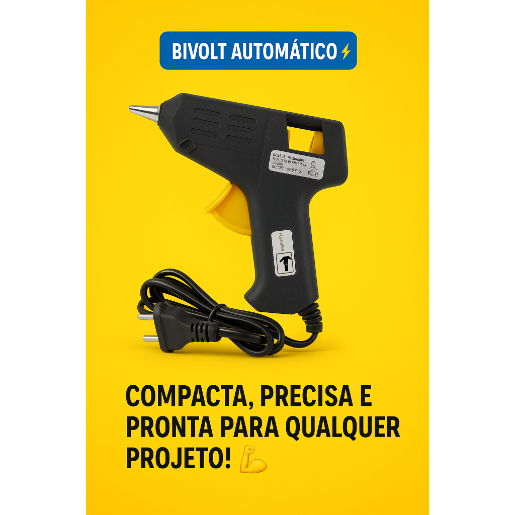 Pistola Aplicadora De Cola Quente Pequena 8W Grande 15W 60HZ Bivolt 110/220v Compacta P/ Artesanato